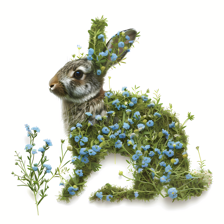 Rabbit,Green,Flowers