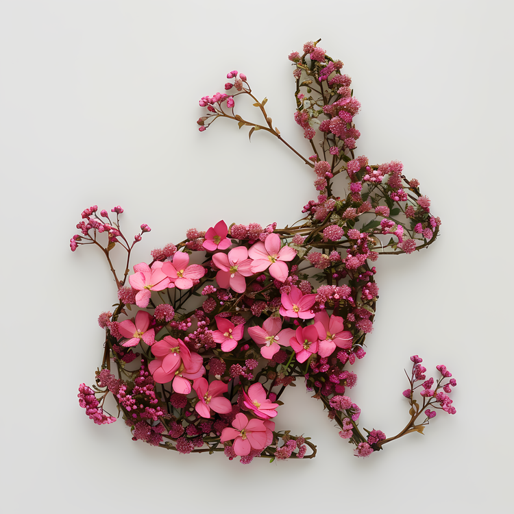 Rabbit,Floral,Wire Sculpture