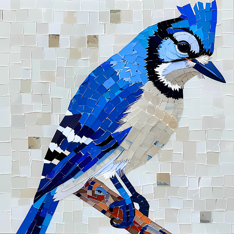 Blue Jay,Mosaic,Abstract Art