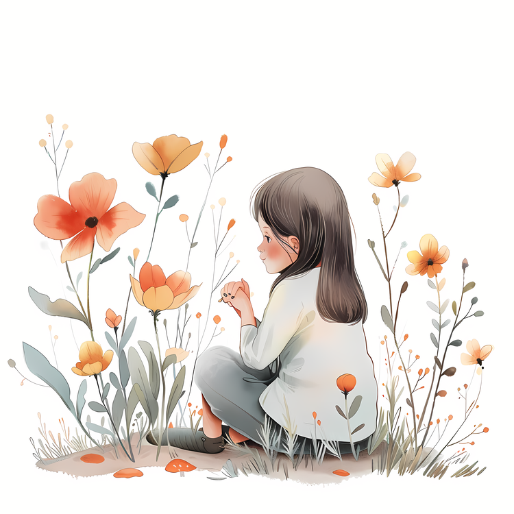 Spring Time,Girl And Flower,Girl