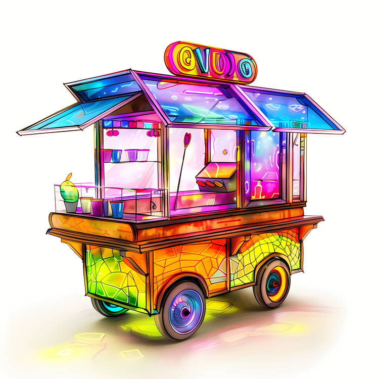 Food Cart,Colorful,Neon