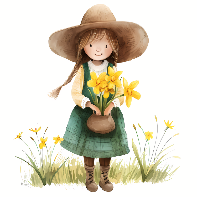 Daffodils,St Davids Day,Girl Holding Daffodils