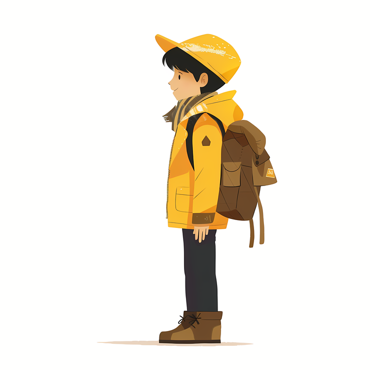 Boy With Backpack,Boy,Yellow Jacket