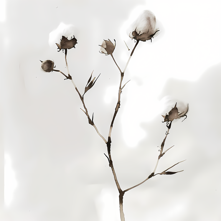 Fluffy Cotton Twig,Flowers,Cotton