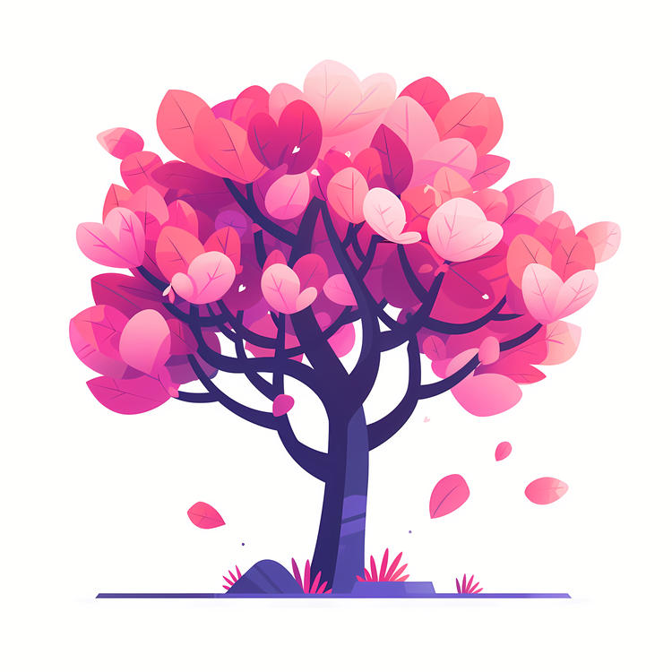 Cherry Blossom Tree,Pink Tree With Hearts,Fruitful Tree