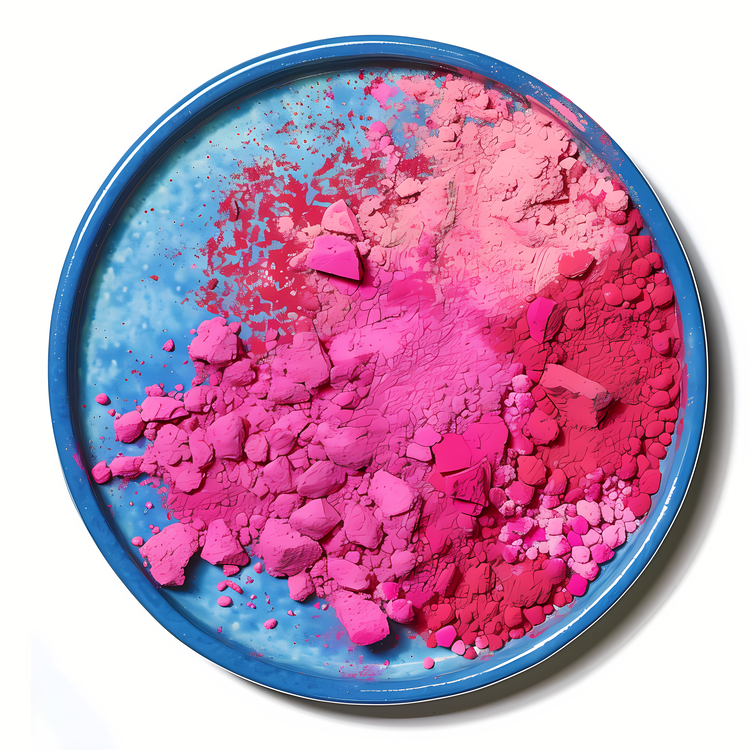 Holi Powders,Pink Powder,Blue Plate