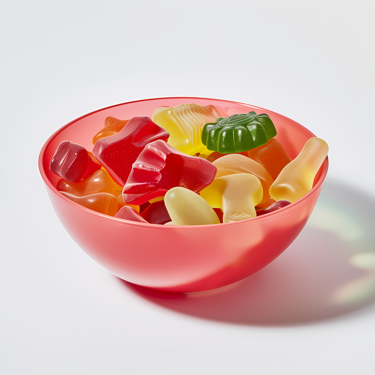 Gummy Candies,Red Bowl,Sweets