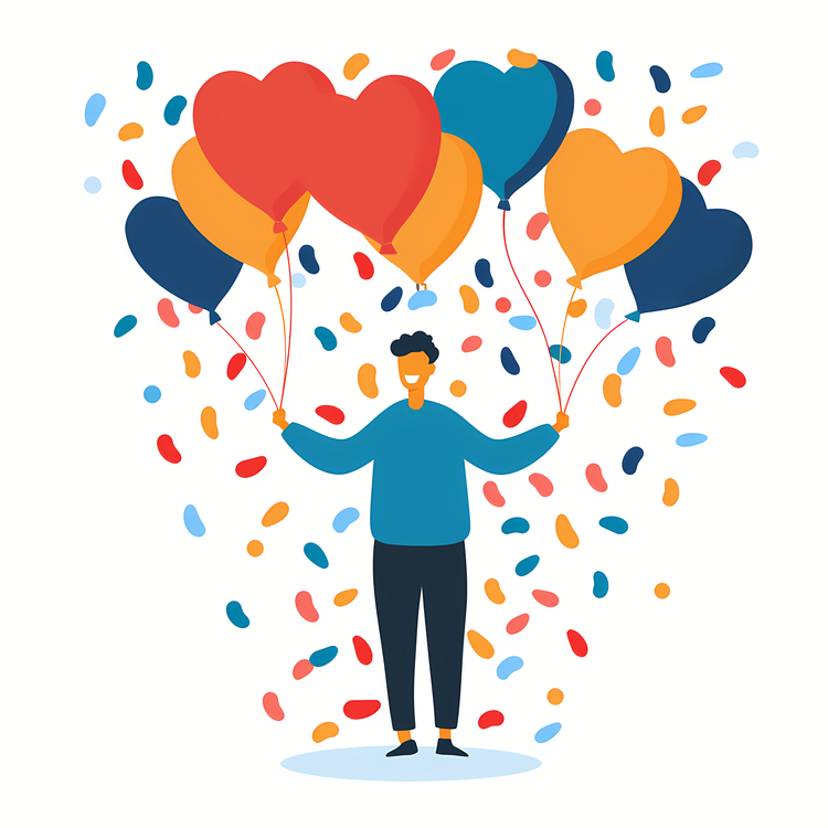 Employee Appreciation Day,Man Holding Balloons,Hearts Shape