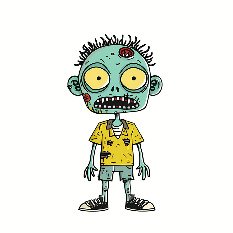 Zombie,Cartoon,Yellow Shirt