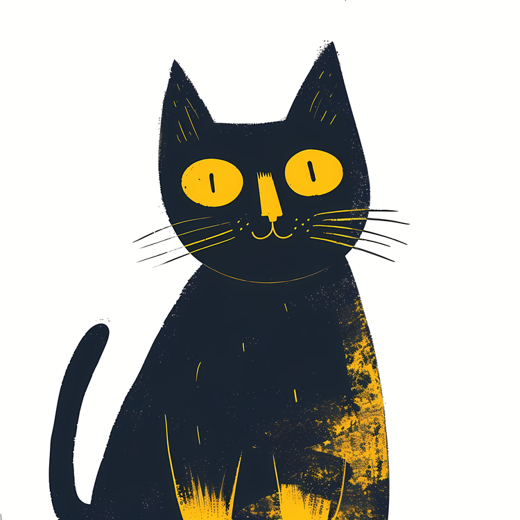 Minimalist Cat,Black Cat,Cute