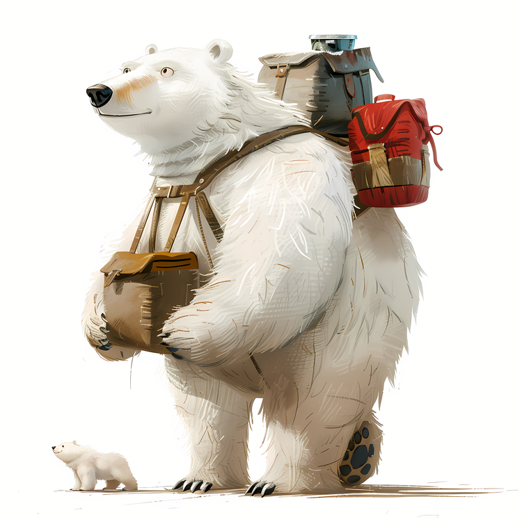 International Polar Bear Day,White Bear With Backpacks,Polar Bear With Travel Gear