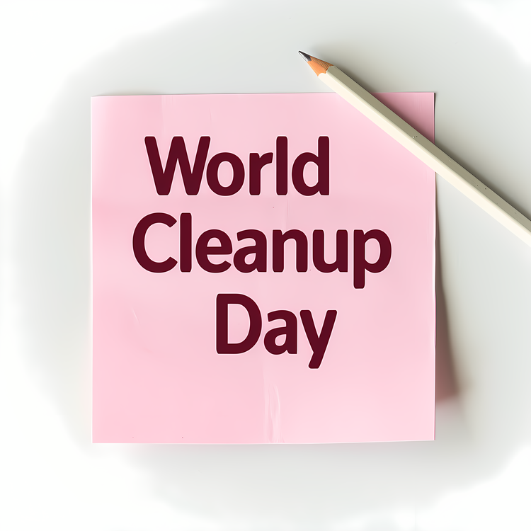 World Cleanup Day,Post It Note,Pink Paper