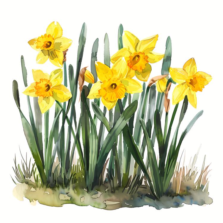 Daffodils,St Davids Day,Watercolor