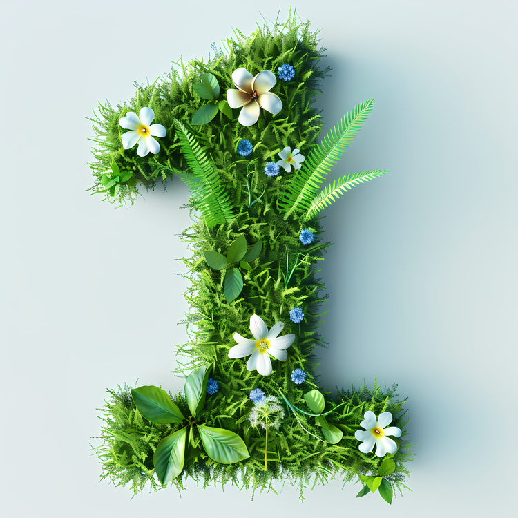 Number One Art Design,Green Grass,Letter