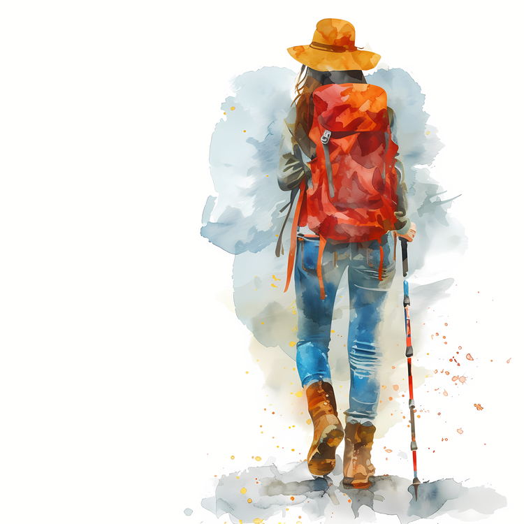 Hiker,Watercolor,Backpack