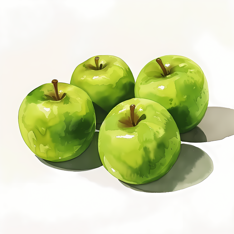 Green Apples,Still Life,Watercolor Painting