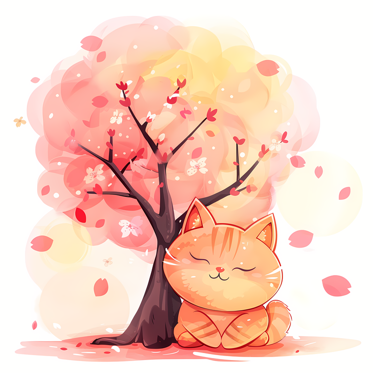 Cute Cat Under Tree,Cat,Fall