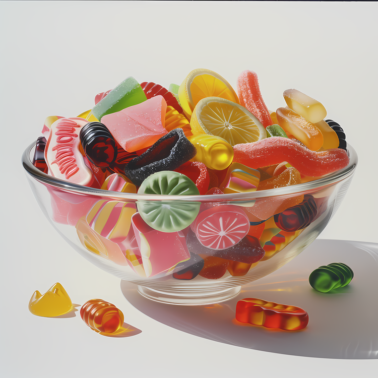 Gummy Candies,Candy,Glass Bowl