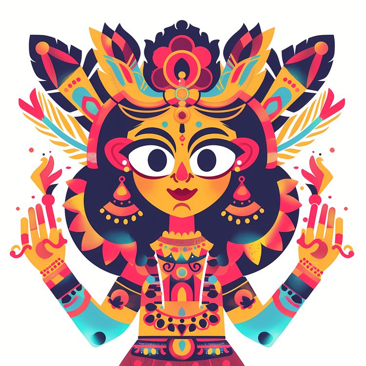 Hindu Goddess,Happy,Colorful