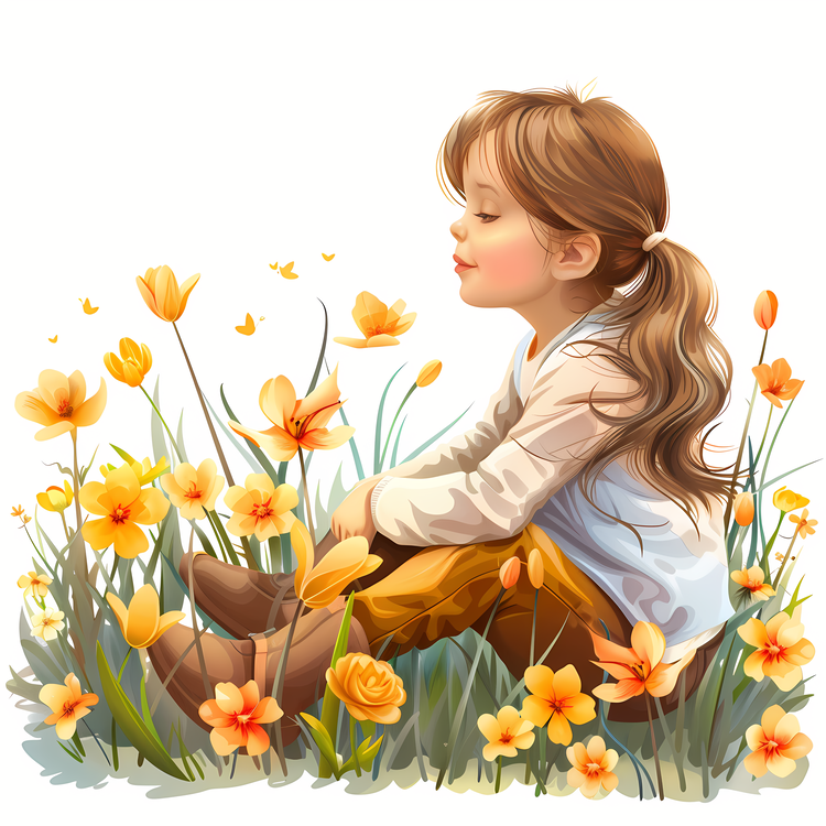 Spring Time,Girl And Flower,Young Girl
