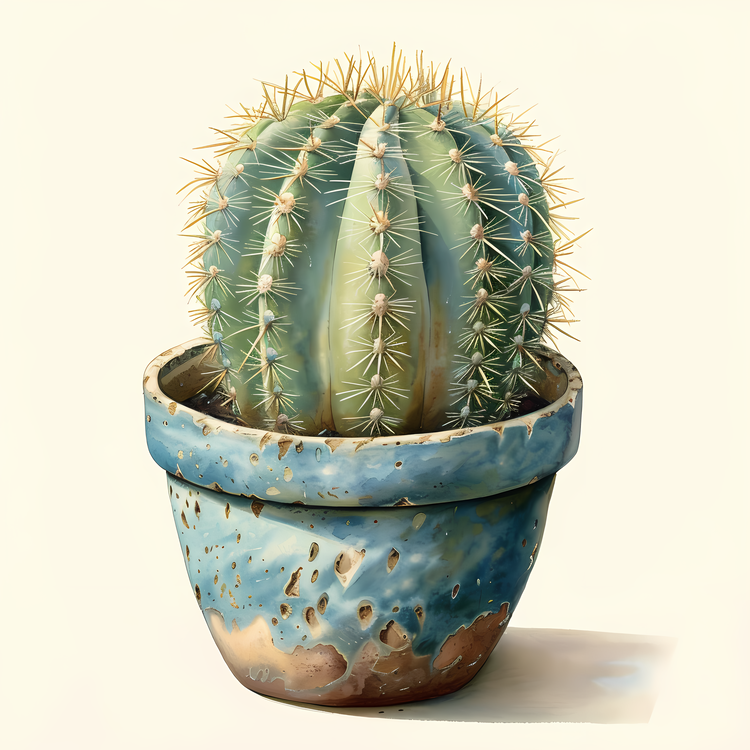 Cactus In Pot,Cactus,Blue