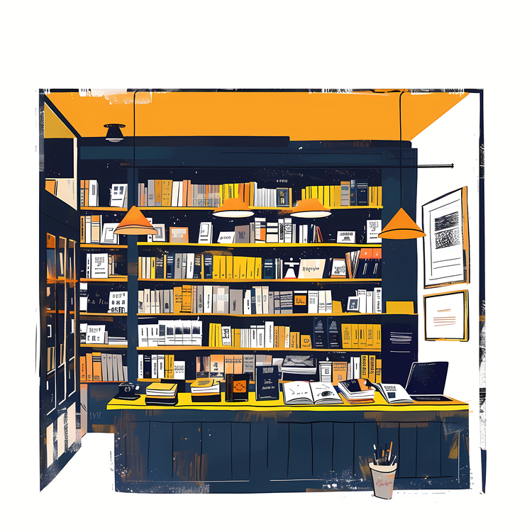 Bookstore,Book Shelves,Desk