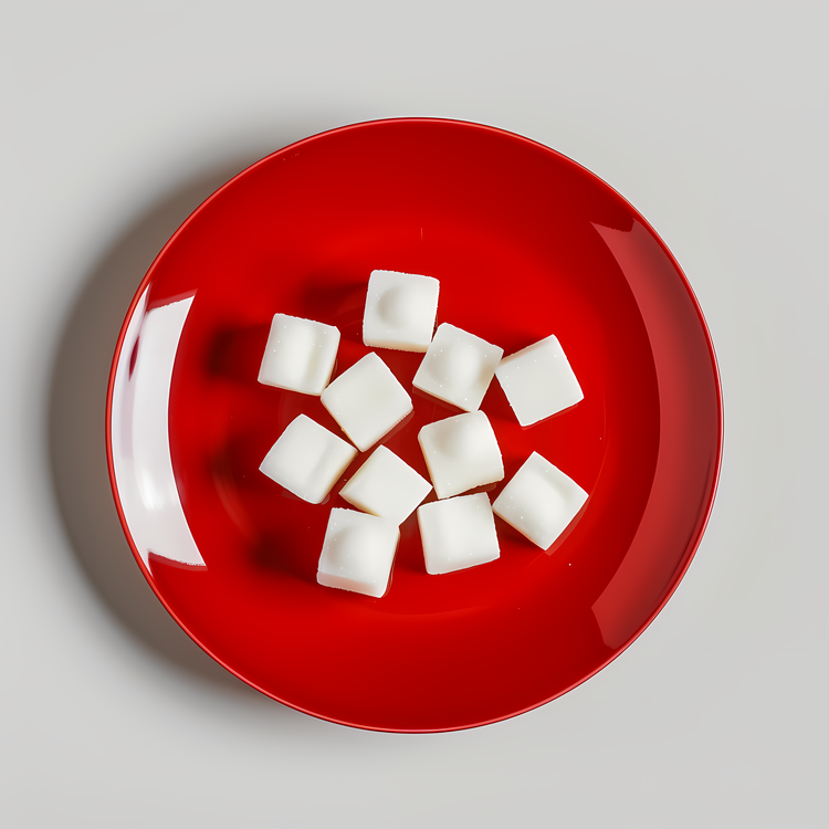 Sugar Cubes,Red Plate,White Squares