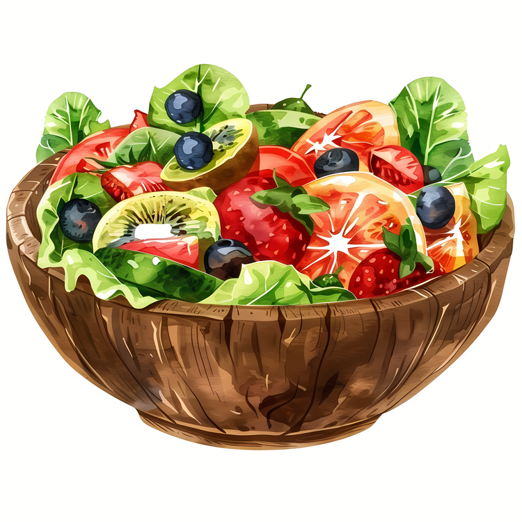 Salad Bowl,Watercolor,Fruit Salad
