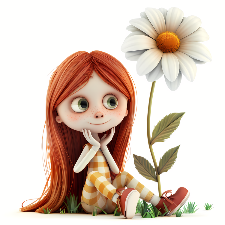Spring Time,Girl And Flower,Vector   Girl With A Daisy