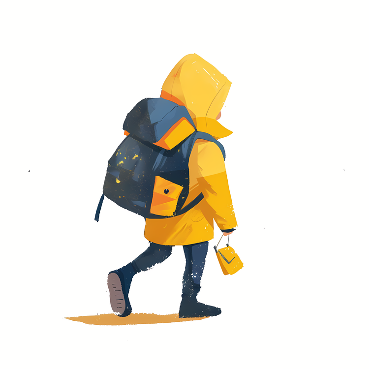 Boy With Backpack,Human,Yellow Jacket