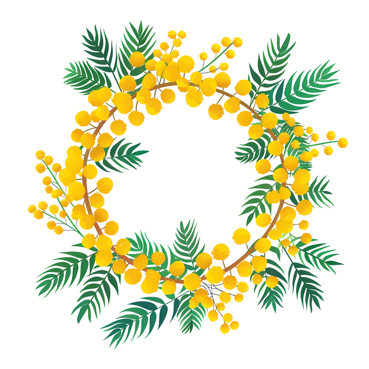 Mimosa Flowers Wreath,Floral Wreath,Bouquet Of Flowers
