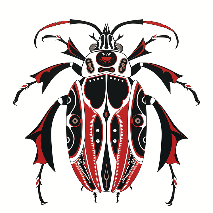 Tibetan Beetle,Red Beetle,Black And White Beetle