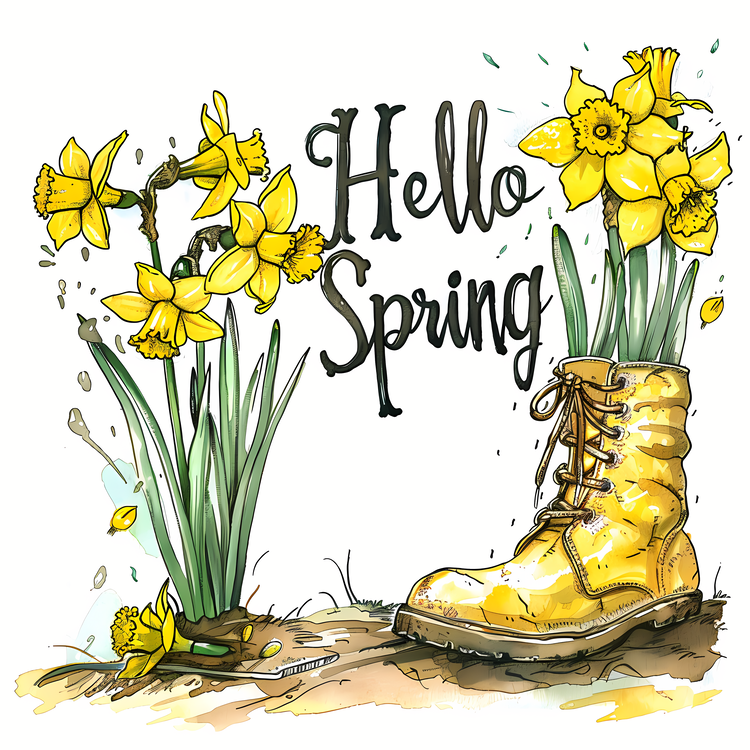 Hello Spring,Yellow Boots,Daffodils