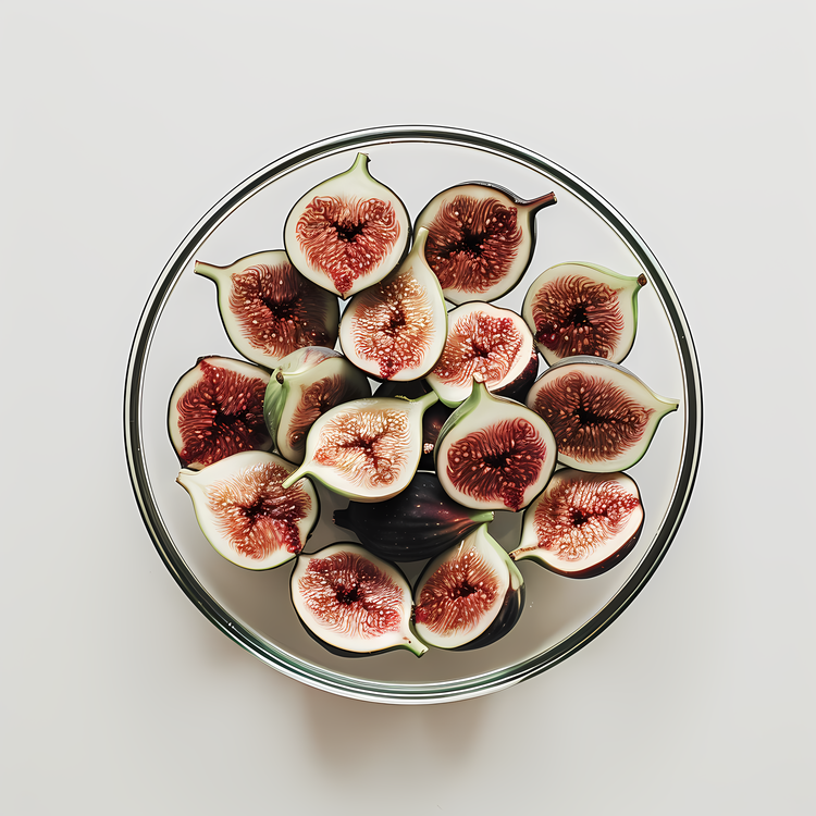 Sliced Figs,Fresh Fruits,Glass Bowl