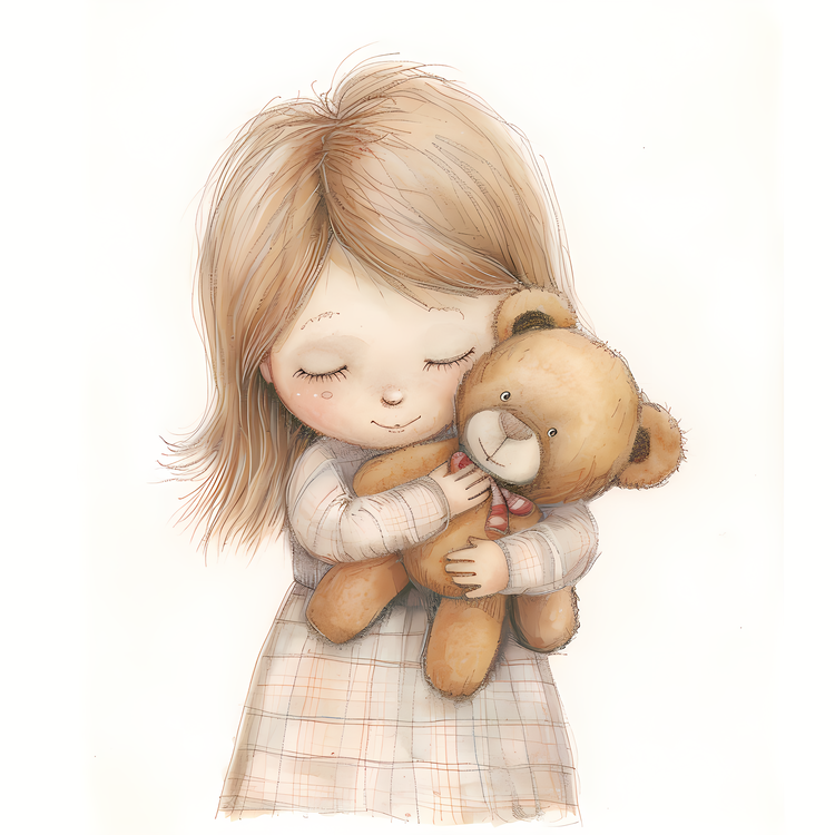 Baby Hugging Teddy Bear,Girl,Teddy Bear