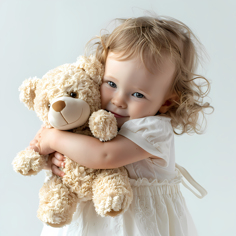 Baby Hugging Teddy Bear,Child,Toy
