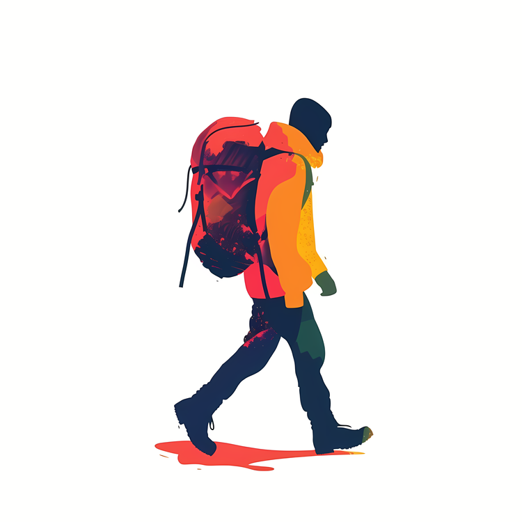 Hiker,On A White Background,Person Walking With Backpack