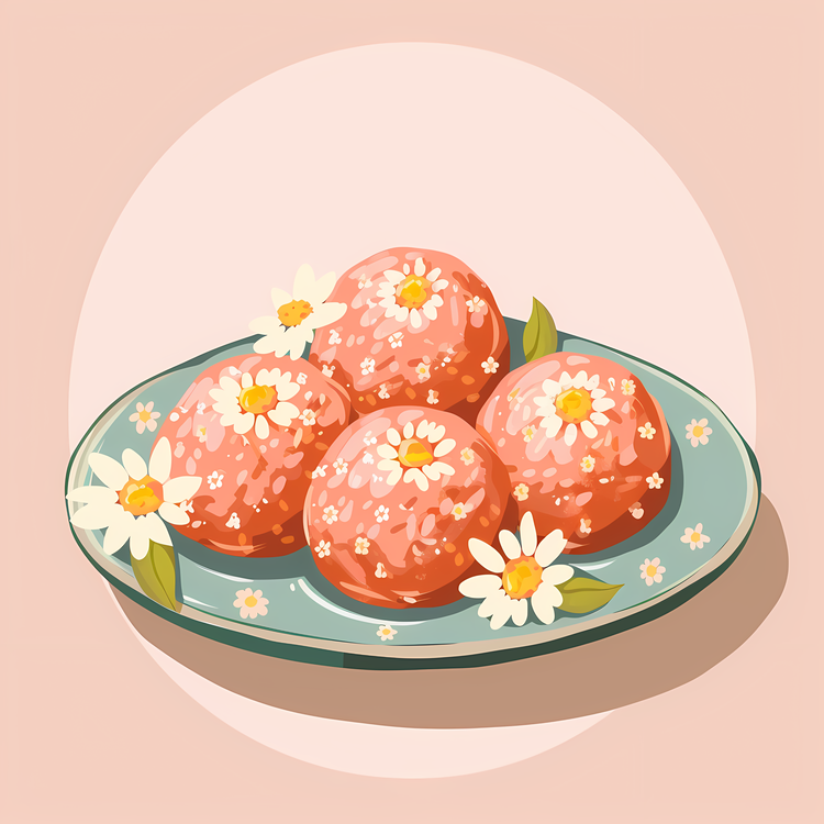 Laddu,Pink Cake,Flowers