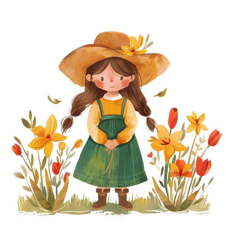 Daffodils,St Davids Day,Girl In Field With Flowers