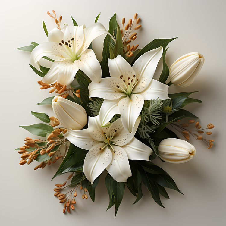 Easter Lily,White Lilies,Bouquet Of Flowers