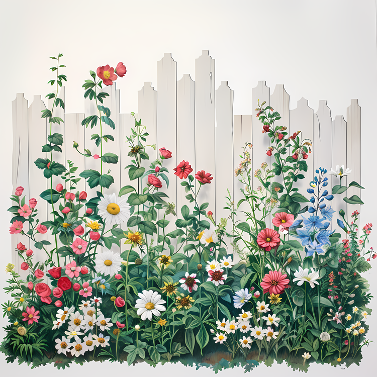 Garden Fence,Flower Garden,Colorful