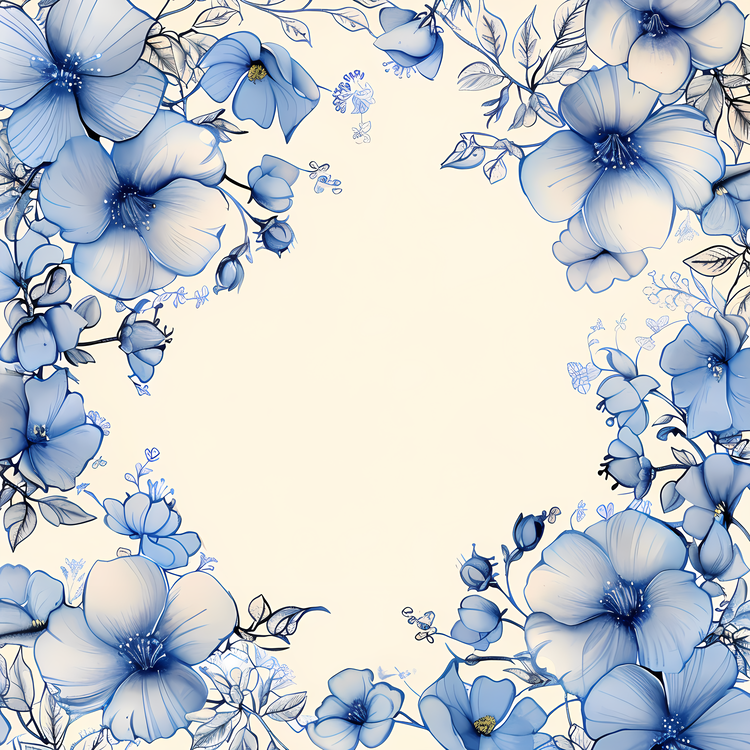 Blue Flower,Floral,Vintage