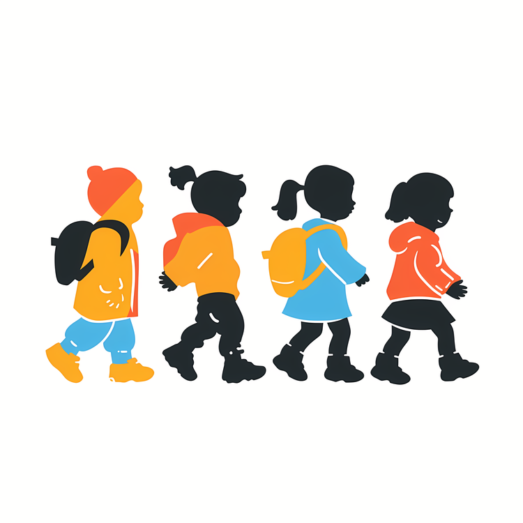 Children Silhouette,School,Backpacks