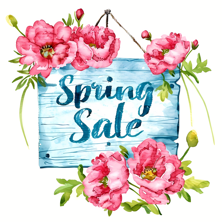 Spring Sale Pattern Design,Spring Sale,Watercolor Flowers