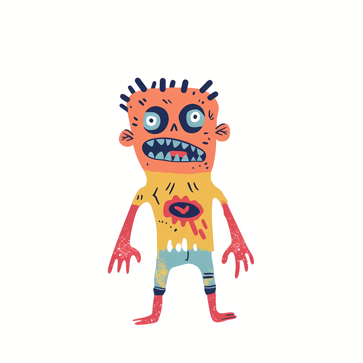 Zombie,Cartoon Monster,Yellow Shirt