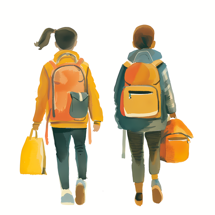 Students With Backpack,Backpack,Schoolgirl