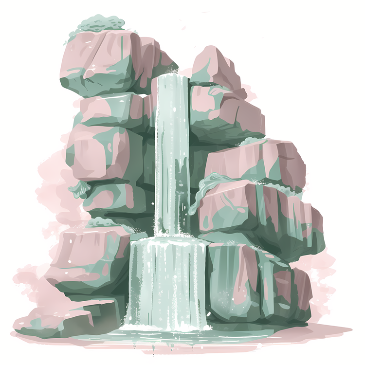 Waterfall,Pink,Green