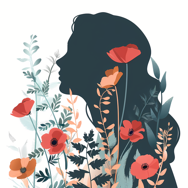 Womens Day,Flower Art,Silhouette