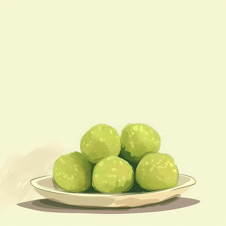 Laddu,Lime On Plate,Green