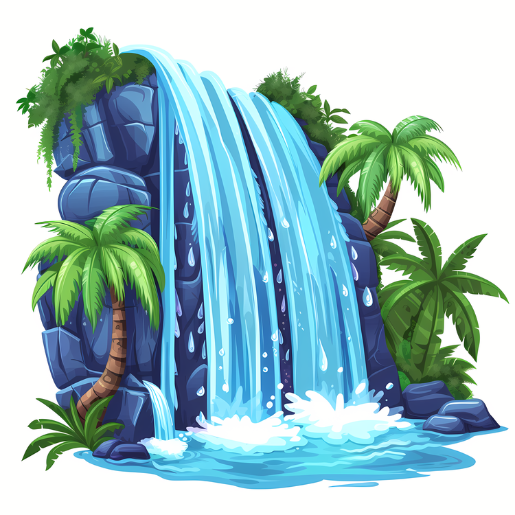 Waterfall,Cartoon,Nature
